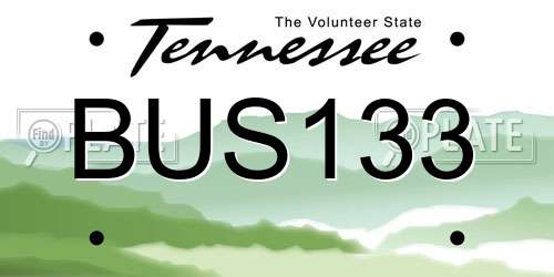 BUS133 Tennessee License Plate