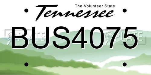 BUS4075 Tennessee License Plate