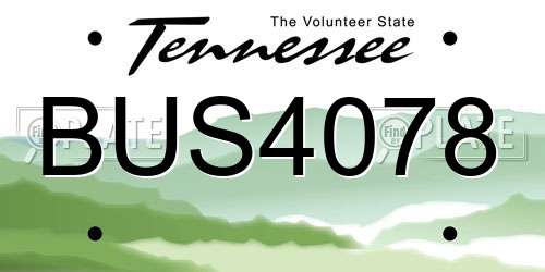 BUS4078 Tennessee License Plate