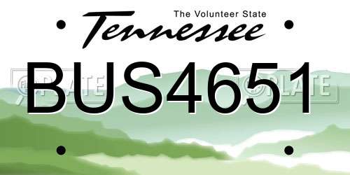 BUS4651 Tennessee License Plate