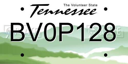 BV0P128 Tennessee License Plate