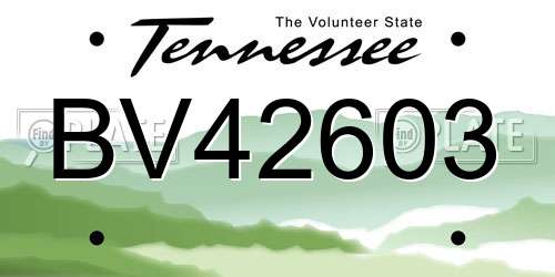 BV42603 Tennessee License Plate
