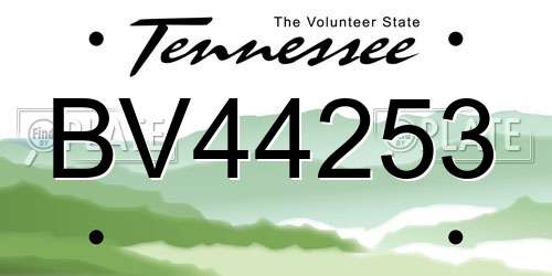 BV44253 Tennessee License Plate
