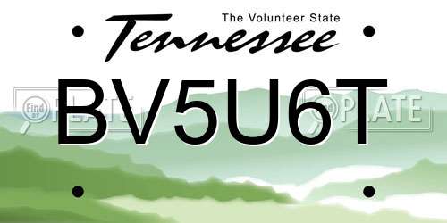 BV5U6T Tennessee License Plate
