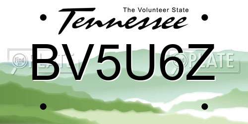 BV5U6Z Tennessee License Plate