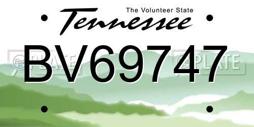 BV69747 Tennessee License Plate
