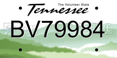 BV79984 Tennessee License Plate
