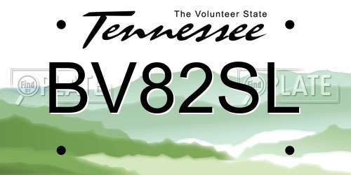 BV82SL Tennessee License Plate