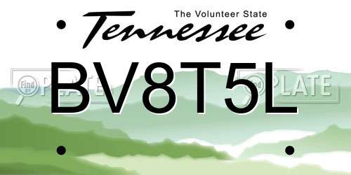 BV8T5L Tennessee License Plate