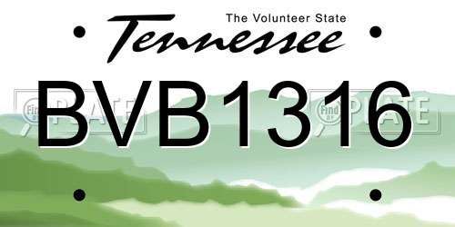 BVB1316 Tennessee License Plate