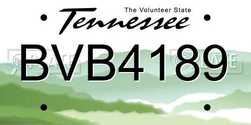 BVB4189 Tennessee License Plate