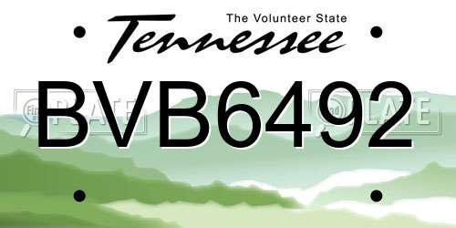 BVB6492 Tennessee License Plate
