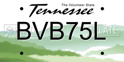 BVB75L Tennessee License Plate
