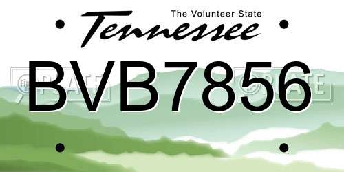 BVB7856 Tennessee License Plate