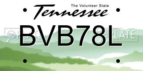 BVB78L Tennessee License Plate