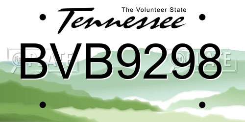 BVB9298 Tennessee License Plate