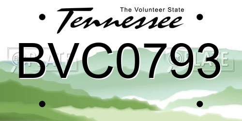 BVC0793 Tennessee License Plate