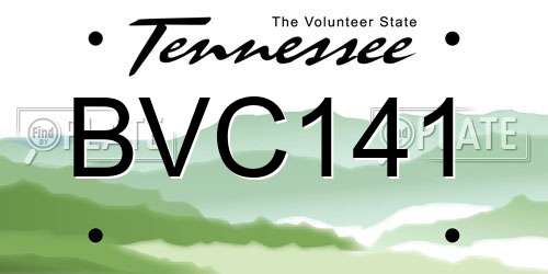 BVC141 Tennessee License Plate