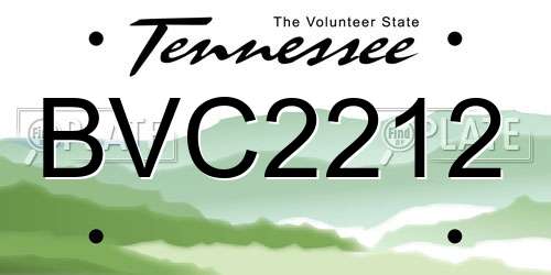 BVC2212 Tennessee License Plate