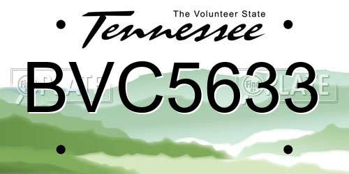 BVC5633 Tennessee License Plate