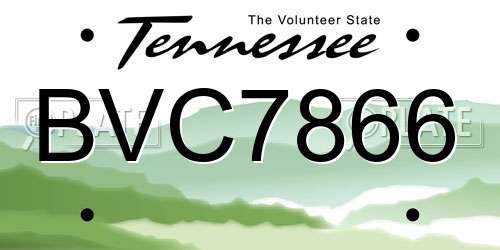 BVC7866 Tennessee License Plate