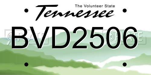 BVD2506 Tennessee License Plate