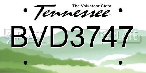 BVD3747 Tennessee License Plate