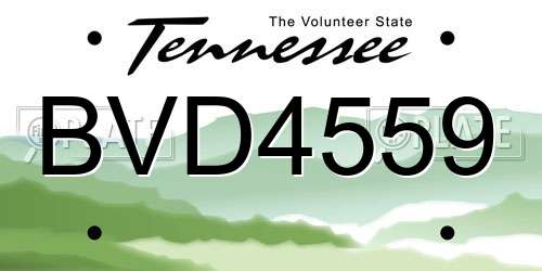 BVD4559 Tennessee License Plate