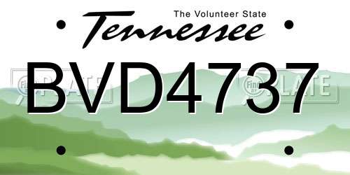 BVD4737 Tennessee License Plate