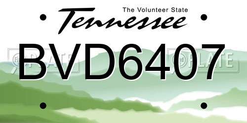 BVD6407 Tennessee License Plate