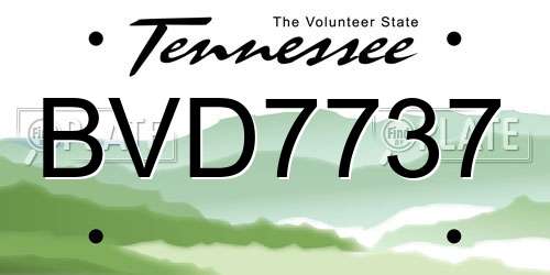 BVD7737 Tennessee License Plate