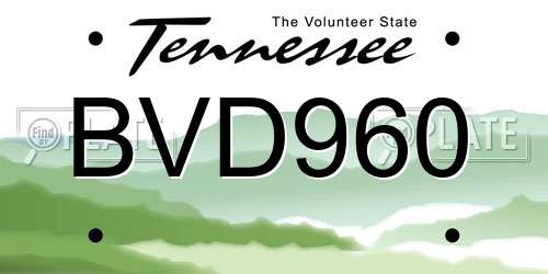 BVD960 Tennessee License Plate