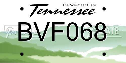 BVF068 Tennessee License Plate