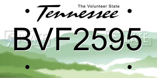 BVF2595 Tennessee License Plate