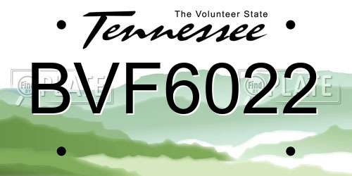 BVF6022 Tennessee License Plate