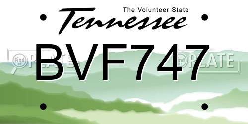 BVF747 Tennessee License Plate