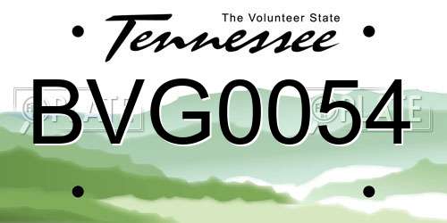 BVG0054 Tennessee License Plate