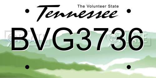 BVG3736 Tennessee License Plate