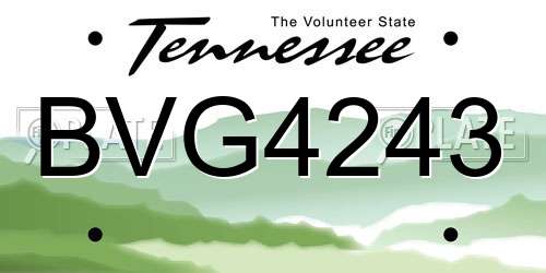 BVG4243 Tennessee License Plate