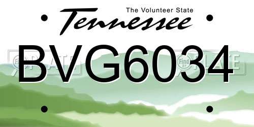 BVG6034 Tennessee License Plate