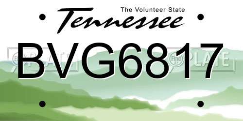 BVG6817 Tennessee License Plate