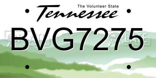 BVG7275 Tennessee License Plate