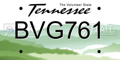 BVG761 Tennessee License Plate