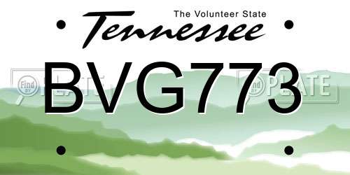 BVG773 Tennessee License Plate