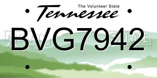 BVG7942 Tennessee License Plate