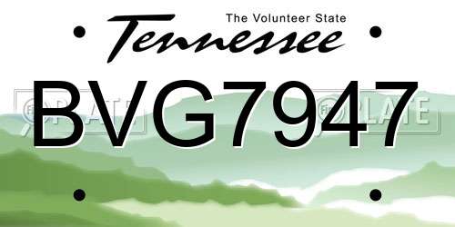 BVG7947 Tennessee License Plate