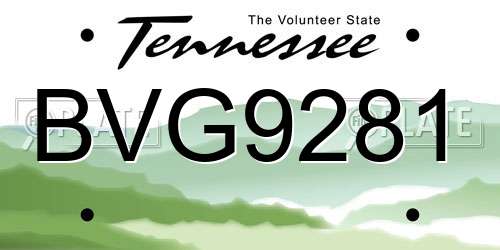 BVG9281 Tennessee License Plate