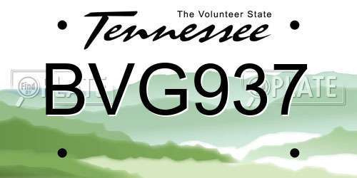 BVG937 Tennessee License Plate