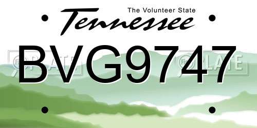 BVG9747 Tennessee License Plate