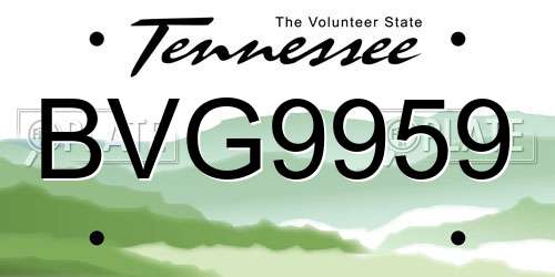 BVG9959 Tennessee License Plate